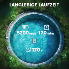 (2026 Neu) Poolroboter, Akku Poolsauger Kabelloser, PC10 Poolroboter Boden und Wand Wasserlinie, 18927 LPH Saugkraft, Intelligenten Navigation,