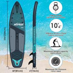 2026 Tabla de Paddle Surf Inflable ALLPICK Premium (Verde Premium) – Set Completo con Soporte Universal para Cámara, Remo Ajustable, para