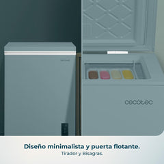 Cecotec Congelador Horizontal 143L Bolero CoolMarket Chest 143P White E. Cesta con Asas, Control Electrónico LED, UltraContact D-Cool, Dual Function,