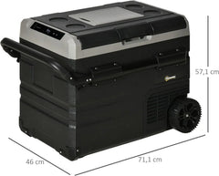 Outsunny Nevera Compresor Portátil 60L Nevera Portátil Eléctrica para Coche Congelador CC 12V/24V hasta -20°C con Pantalla LED Táctil Asa Retráctil