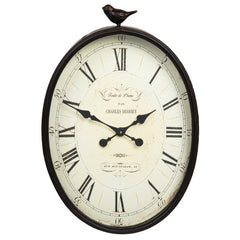 Metal Wall Clock with Bird Design, Decorative Vintage Hanging Clock for Living Room, Bedroom and Home Decor