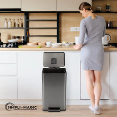 13.2 Gallon Step Trash Can, Hands-Free Kitchen Garbage Bin with Odor Control