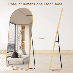 Modern Arched Full Length Floor Mirror, Aluminum Alloy Frame Standing Full Body Mirror