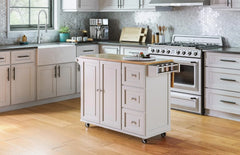Homestyles Dolly Madison Mobile Kitchen Island Cart, Drop Leaf Breakfast Bar