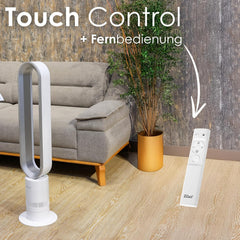 Zilan Turmventilator energiesparender BLDC Motor mit Fernbedienung Ventilator energiesparend oszillierend sehr leise Design Standventilator 10 Stufen