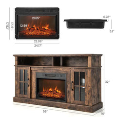 58" TV Console with 23" Fireplace Insert, Fireplace TV Stand for TVs up to 65 Inches, 1400W Electric Fireplace Heater