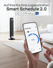 DREO 25 dB Leiser Smart Turmventilator, 106cm Höhe 4 Modi 9-Geschwindigkeit Max 7,9m/s 12H Timer 90° Oszillierender Ventilator mit Fernbedienung