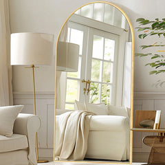 Modern Arched Full Length Floor Mirror, Aluminum Alloy Frame Standing Full Body Mirror