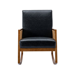 Upholstered Tall Back Rocking Chair, Smooth Gliding Accent Armchair for Comfortable Living Room Seating