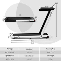 2.5HP 2-in-1 Folding Under Desk Treadmill with Speaker APP Remote Control, Portable Walking Jogging Machine for Home Gym Office