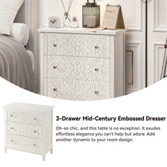 Farmhouse Fully Assembled Nightstand with 2 Drawers, Flower Motif End Table for Small Spaces