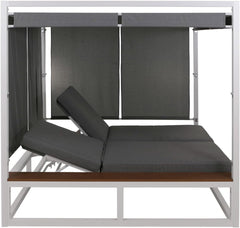 Mendler Aluminium Lounge-Gartenliege HWC-M63b, XL Sonnenliege Daybed, 10cm-Polster 200cm - weiß Polster grau