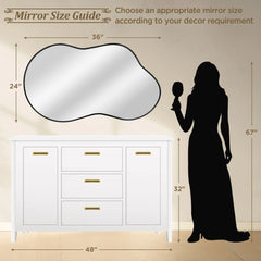 Asymmetrical Irregular Wall Mirror, Modern Decorative Accent Mirror for Living Room, Bedroom and Entryway
