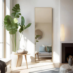 Full Length Mirror with Stand, Aluminum Alloy Frame Full Body Floor Mirror for Bedroom and Cloakroom