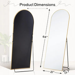 21x64 Arched Full-Length Mirror – Shatter-Proof Glass with Aluminum Alloy Stand