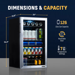 2026 Newair Refrigerador de Bebidas Independiente de Acero Inoxidable – 126 Latas – 18,9"