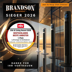 Brandson - Turmventilator mit Fernbedienung 96 cm - Preisträger 2026 - mobiler Lüfter leise - Standventilator Oszilation - 3 Geschwindigkeiten 3 Modi