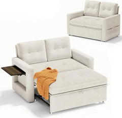 YOUDENOVA Sofá Cama 3 en 1, Sillón Cama multifunción, Sofá reclinable con Respaldo Regulable en 5 Posiciones, Sofá Cama para 2 Personas con Mesa y