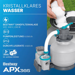 Bestway APX365 Winterfestes Frame Pool Set, Sandfilteranlage, 549 x 274 x 132 cm, 16.477 L, Stahlrahmen, Polar-Shield, Dunkle Marmor-Optik,