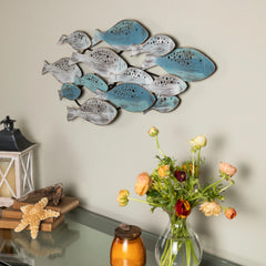 Modern Coastal Metal Wall Art, Decorative Fish Wall Sculpture for Living Room, Bedroom and Home Decoration