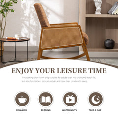 Upholstered Tall Back Rocking Chair, Smooth Gliding Accent Armchair for Comfortable Living Room Seating