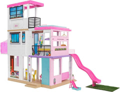 Barbie Casa de Muñecas Dreamhouse - con Piscina, Tobogán y Ascensor - Luces y Sonido - 75+ Piezas - 104 x 109 cm - Regalo para Niños de 3-7 Años,
