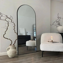 Modern Arched Full Length Floor Mirror, Aluminum Alloy Frame Standing Full Body Mirror