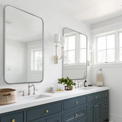 Wall Mirror Vanity Mirror, Bathroom Mirror with Rounded Corners, 1 Piece