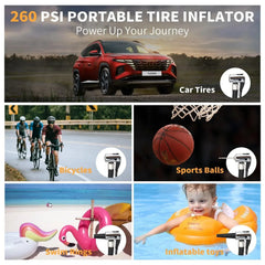 2000A Car Jump Starter with Air Compressor, 5W Solar Panel Portable Power Station, Tire Inflator 260PSI, Car Battery Charger with Inverter Dual 400W AC DC USB Ports, 12V Battery Pack Jump Box