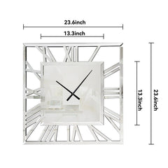 Large Modern Mirrored Wall Clock, Oversized Decorative Hanging Clock for Living Room, Bedroom and Home Decor