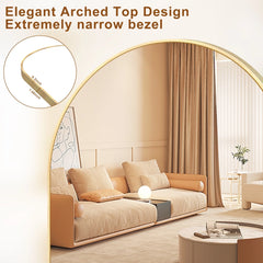 Modern Arched Full Length Floor Mirror, Aluminum Alloy Frame Standing Full Body Mirror
