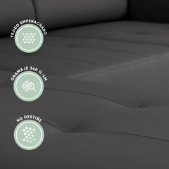 BUDWING John Sofá Cama Esquinero 4 Plazas - Chaise Longue Reversible, Reposacabezas Ajustable y 2 Pufs – Tapizado en Poliuretano – Estilo Moderno –