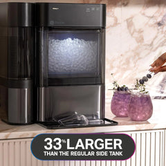 Countertop Nugget Ice Maker with 1-Gallon Water Tank, Makes 38 lbs of Pellet Ice in 24 Hours, WiFi Smart Connectivity, Includes Ice Scoop, Stainless Steel