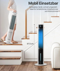 Turmventilator Luftkühler mit Wasserkühlung - Mobile Klimaanlage ohne Abluftschlauch, Ventilator mit Kühlung Leise, 3 Modi-12H Timer-Aroma-