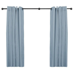 1 Inch Industrial Curtain Rods for Windows, Blackout Wrap-Around Rods, Rustic Matte Black