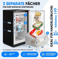 Stillstern Gefrierschrank C (73L) 4-Sterne-Gefrierfach -18°C ger. Energiever. Mini Freezer mit 3 Fächer, stufenlos reg. Temp., kleine Tiefkühltruhe,