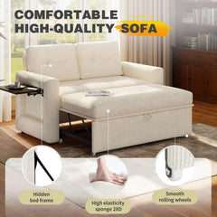 YOUDENOVA Sofá Cama 3 en 1, Sillón Cama multifunción, Sofá reclinable con Respaldo Regulable en 5 Posiciones, Sofá Cama para 2 Personas con Mesa y