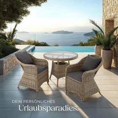tectake Alu Polyrattan Gartenstuhl 2er Set, Gartenmöbel Set mit 2 Sessel, wetterfest, Rattan Gartensessel mit weichen Sitzpolster, abziehbarer und