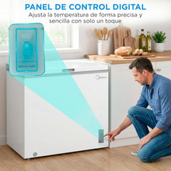 MIDEA Arcon Congelador Pequeño de 293L | Congelador Horizontal Convertible a Frigorífico con Motor Inverter, Control Electrónico de Temperatura,