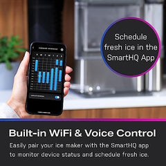 Countertop Nugget Ice Maker with 1-Gallon Water Tank, Makes 38 lbs of Pellet Ice in 24 Hours, WiFi Smart Connectivity, Includes Ice Scoop, Stainless Steel