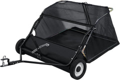 44-Inch Tow Behind Lawn Sweeper, Heavy Duty Yard Sweeper with Dumping Rope Rubber Wheels, Adjustable Sweeping Height Large Capacity Leaf Grass Collector (Black)