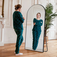 Modern Arched Full Length Floor Mirror, Aluminum Alloy Frame Standing Full Body Mirror
