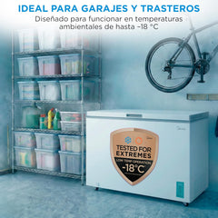 MIDEA Arcon Congelador Pequeño de 418L | Congelador Horizontal Convertible a Frigorífico con Motor Inverter, Control Electrónico de Temperatura,