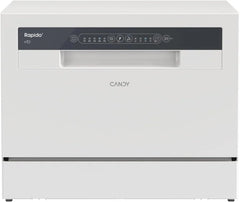 Candy CP 6E51LW Lavavajillas Pequeño y Compacto, 6 Servicios, Digital, 51DBA, 5 Ciclos, Media Carga, Inicio Diferido 3-6-9 horas, Indicador Sal y