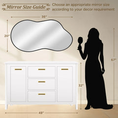 Asymmetrical Irregular Wall Mirror, Modern Decorative Accent Mirror for Living Room, Bedroom and Entryway