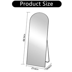 64x21 Full Length Floor Mirror, Large Full Body Aluminum Alloy Frame Standing Mirror with Stand and Wall Mount Option