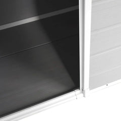Wasabi - Caseta de Resina Jardín Unit 1.4 – Ventana Luz Natural - Suelo Incluido - Paneles 12mm de Espesor - Gris Blanco - Cobertizo PVC Almacenaje