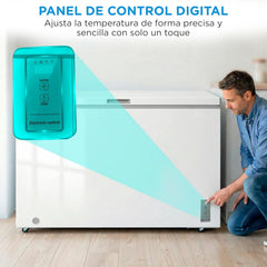 MIDEA Arcon Congelador Pequeño de 418L | Congelador Horizontal Convertible a Frigorífico con Motor Inverter, Control Electrónico de Temperatura,