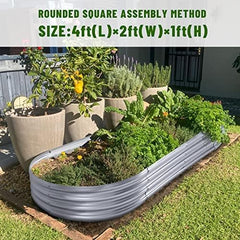 2Pcs Galvanized Raised Garden Bed Kit, 10×4×1ft Galvanized Planter Raised Garden Boxes Outdoor, Oval Large Metal Raised Garden Beds for Vegetables…………