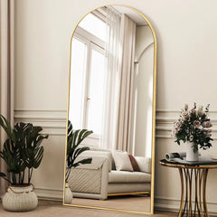Modern Arched Full Length Floor Mirror, Aluminum Alloy Frame Standing Full Body Mirror